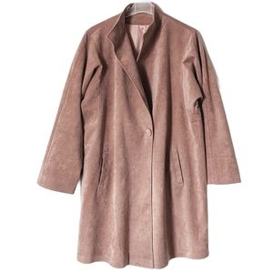 Vegan Suede Satin Lined Blush Pink Dress Coat L